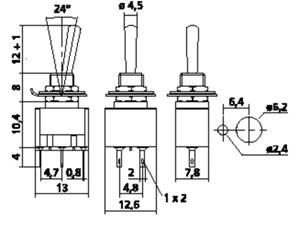 Con función Marcha/Paro/Marcha, bien adaptados a una utilización profesional e industrial. Con fijación central Ø 6 mm . Poca resistencia de contacto, 20 mΩ máx. Contactos soldados resistentes, palancas cromadas. Para baja y media tensión o tensión señal.